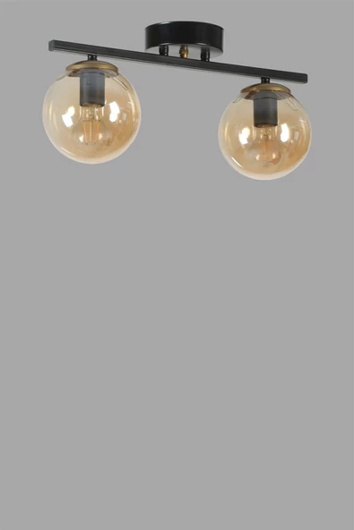 Lumexx YENİ CAN 2 Lİ SİYAH BAL CAMLI AVİZE - Resim 3