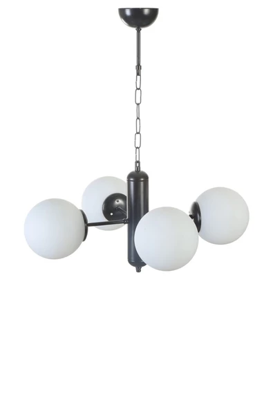 Lumexx BANKOK 4 LÜ SİYAH BEYAZ CAMLI AVİZE - Resim 2