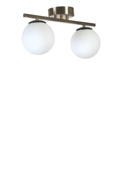 Lumexx YENİ CAN 2 Lİ MAT KROM BEYAZ CAMLI AVİZE - Resim 2