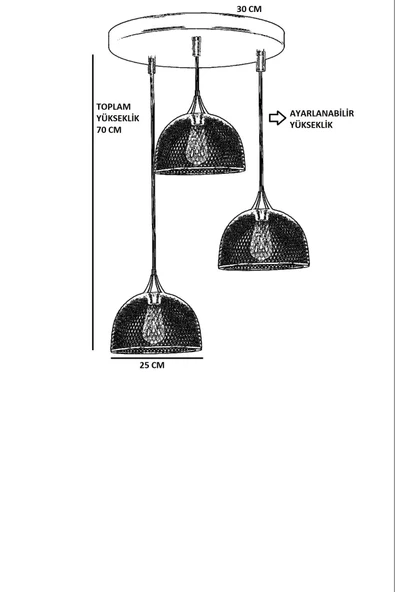 Lumexx ROTA 3 LÜ TEPSİLİ SİYAH SARKIT - Resim 3