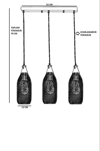 Lumexx RİO 3 LÜ SIRALI SİYAH SARKIT - 3