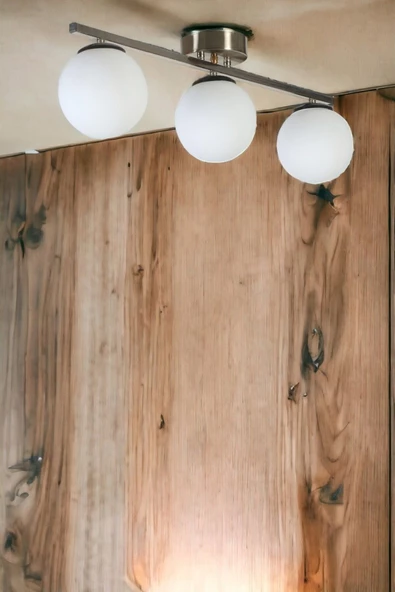 Lumexx YENİ CAN 3 LÜ MAT KROM BEYAZ CAMLI AVİZE ürün görseli