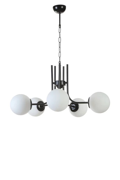 Lumexx NEVADA 5 Lİ SİYAH BEYAZ CAMLI AVİZE - Resim 2