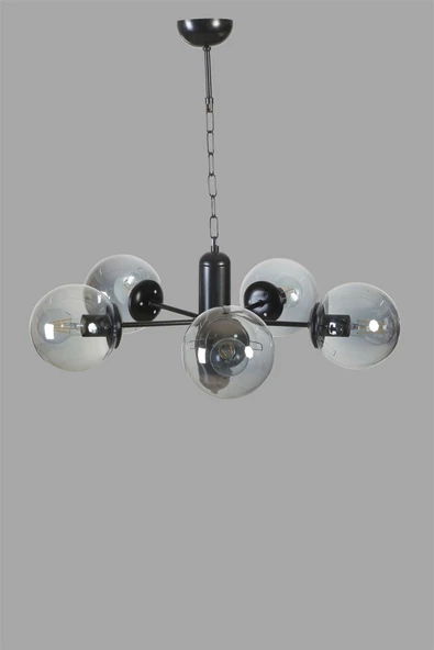 Lumexx BANKOK 5 Lİ SİYAH FÜME CAMLI AVİZE - Resim 2