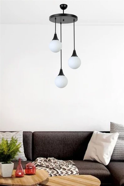 Lumexx AFRA 3 LÜ TEPSİLİ SİYAH BEYAZ CAMLI SARKIT