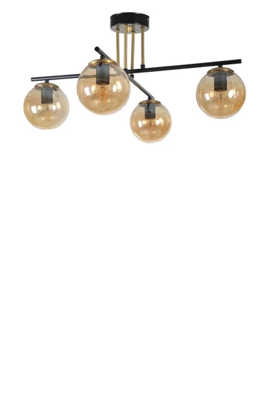 Lumexx OSLO 4 LÜ SİYAH BAL CAMLI AVİZE - Resim 3