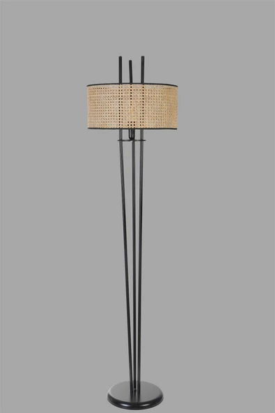 Lumexx BELEN SİYAH LAMBADER SİLİNDİR RATTAN ABAJURLU - 3