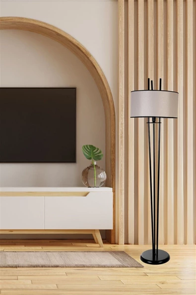 Lumexx BELEN SİYAH LAMBADER SİLİNDİR AÇIK HASIR ABAJURLU - Resim 2