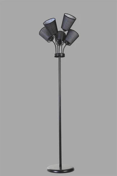 Lumexx GÜNEŞ 5 Lİ SİYAH HASIR SİYAH ABAJURLU LAMBADER - Resim 2