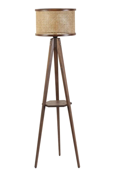 Lumexx GİZEM SEHPALI CEVİZ SİLİNDİR RATTAN ABAJURLU LAMBADER - Resim 4