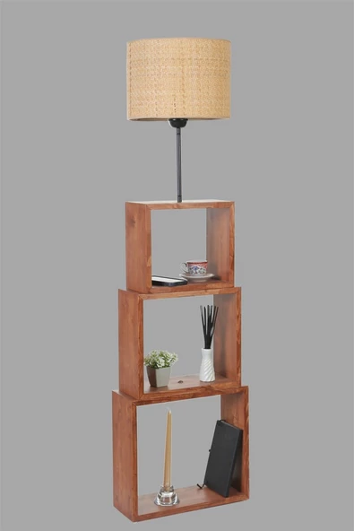 Lumexx PUZZLE CEVİZ LAMBADER HASIR RATTAN ABAJURLU - Resim 3