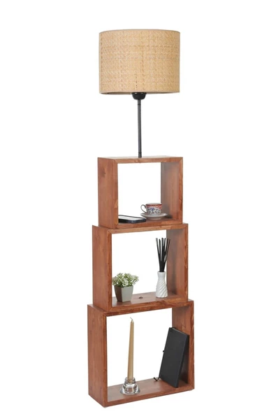 Lumexx PUZZLE CEVİZ LAMBADER HASIR RATTAN ABAJURLU - Resim 2