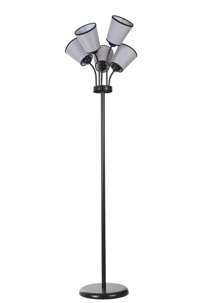 Lumexx GÜNEŞ 5 Lİ SİYAH HASIR GRİ ABAJURLU LAMBADER - Resim 3