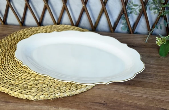 FLORA 36 CM BONE KAYIK TABAK - 2