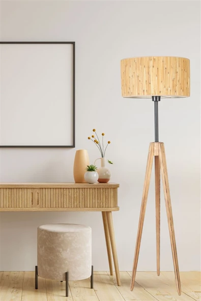 Lumexx KANARYA YANIK LAMBADER SİLİNDİR BAMBU 07 ABAJURLU - Resim 4