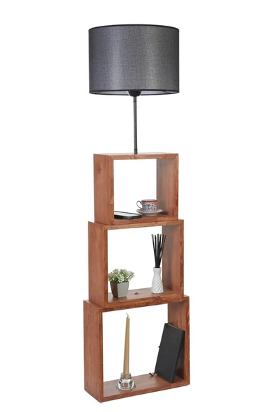 Lumexx PUZZLE CEVİZ LAMBADER HASIR SİYAH ABAJURLU - Resim 2