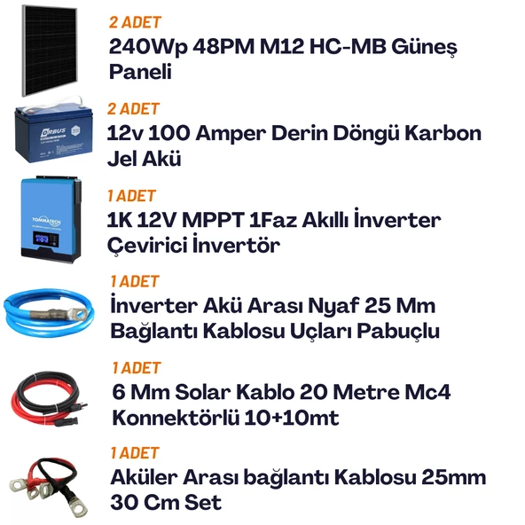 Yapısolar 1 Kw Mppt Solar Güneş Enerjisi Bağ Evi M Paketi - 2