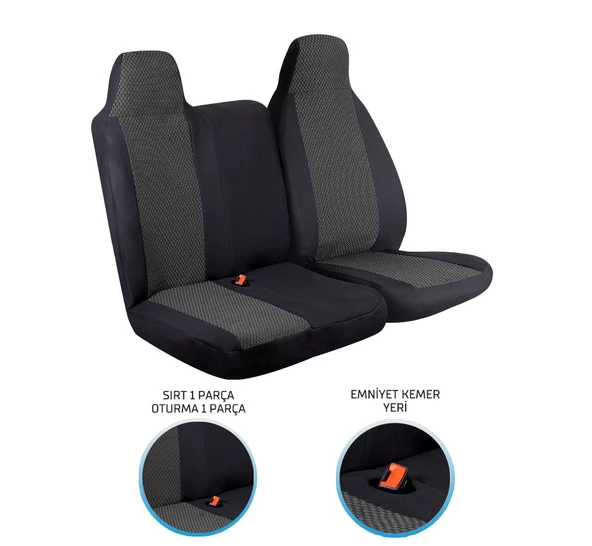 Hyundai H100 2+1 Ön Koltuk Kılıf Seti Siyah - 2