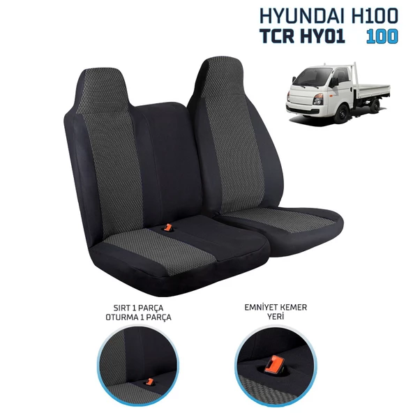 Hyundai H100 2+1 Ön Koltuk Kılıf Seti Siyah - 4