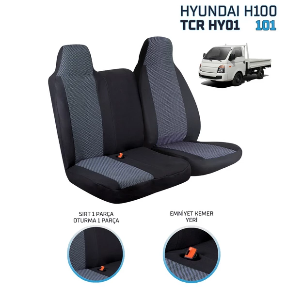 Hyundai H100 2+1 Ön Koltuk Kılıf Seti Füme - 4