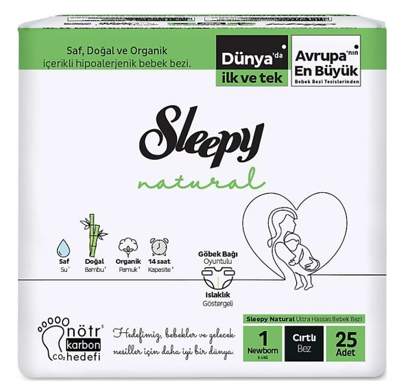 SLEEPY Natural Bebek Bezi 1 Numara Yenidoğan 25 adet