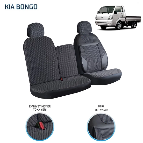 Kia Bongo 2+1 Ön Koltuk Kılıf Seti Siyah - 3