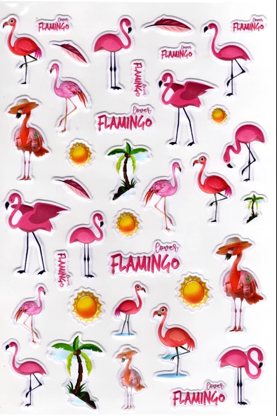 Sticker Kabartmalı A4 Boyutunda Stiker Defter, Planlayıcı Etiket-(lim551) - Flamingo - 3