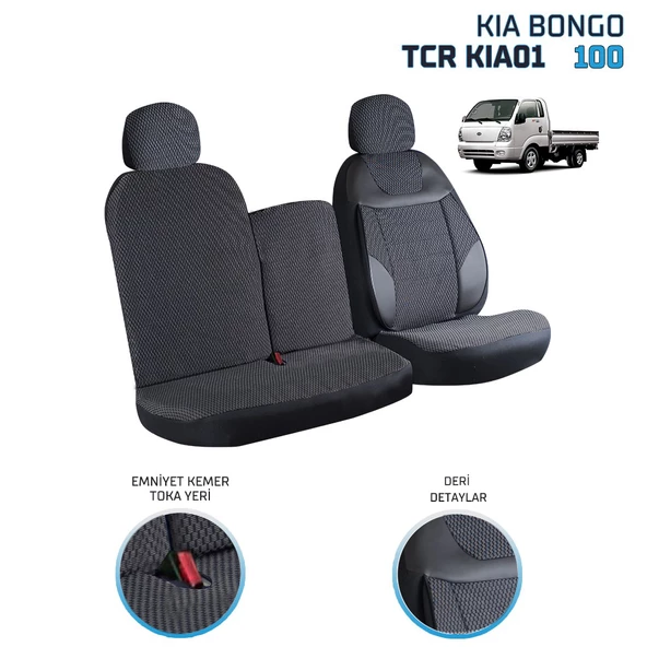 Kia Bongo 2+1 Ön Koltuk Kılıf Seti Siyah - 4