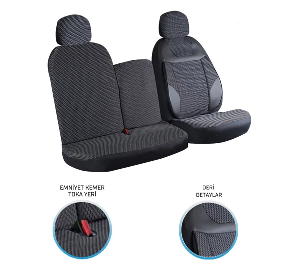 Kia Bongo 2+1 Ön Koltuk Kılıf Seti Siyah - 2
