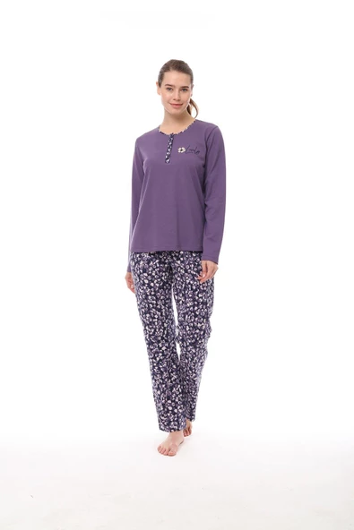 Pijadore 1558 Büyük Beeden Kadın Uzun Kollu Pijama Takım - 5