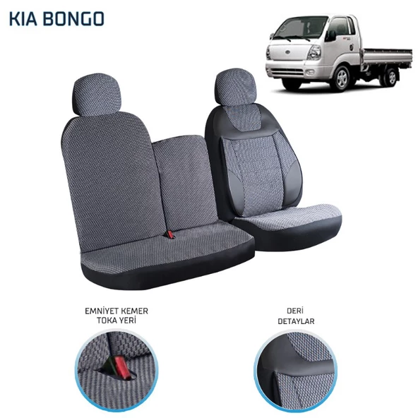 Kia Bongo 2+1 Ön Koltuk Kılıf Seti Füme - 3