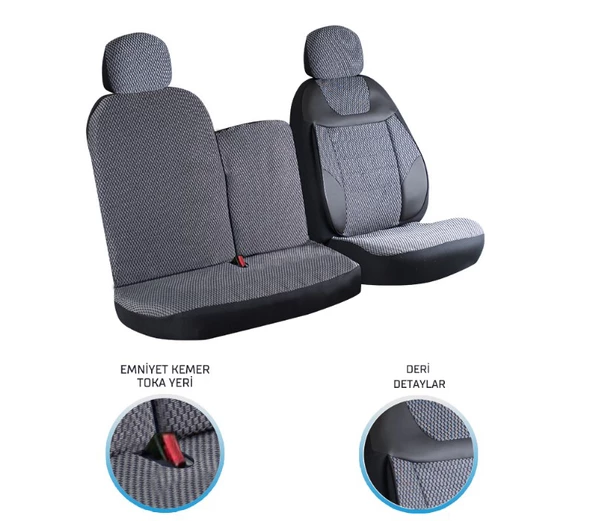 Kia Bongo 2+1 Ön Koltuk Kılıf Seti Füme - 2