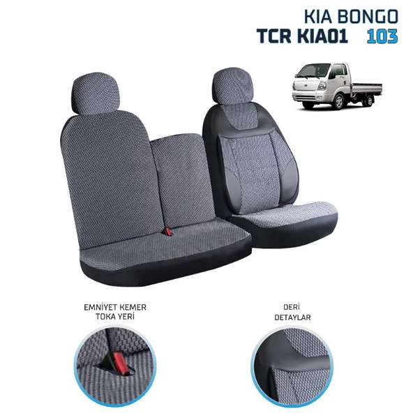 Kia Bongo 2+1 Ön Koltuk Kılıf Seti Füme - 4