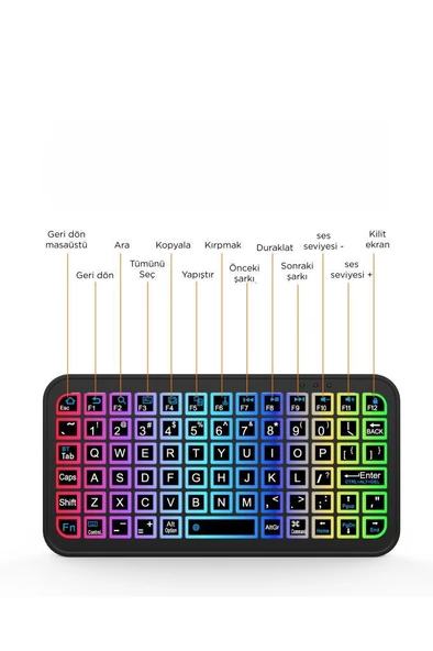 Torima M7 Siyah Kablosuz Rgb Işıklı Bluetooth Mini Klavye - 3