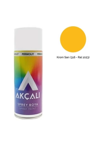 Akçalı Sprey Boya 316 Krom Sarı Ral 1023 400 ml.