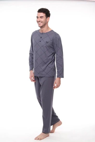 Pijadore 1400 Büyük Beden Erkek Uzun Kollu Pijama Takım - 3