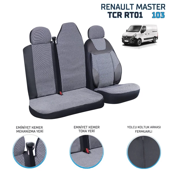 Renault Master 2+1 Ön Koltuk Kılıf Seti Füme - 4