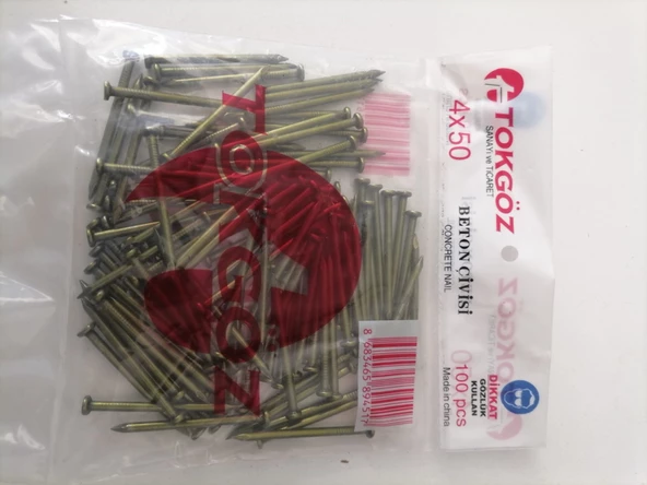 Tokgöz Beton Çivisi 4x50 1 Paket 100 Adet - 3