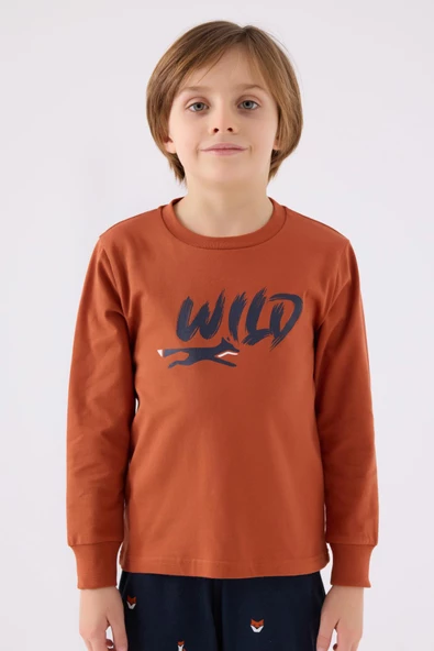 Roly Poly 3433 Wıld Erkek Çocuk Açık Tarçın Uzun Kol Pijama Takım - 2