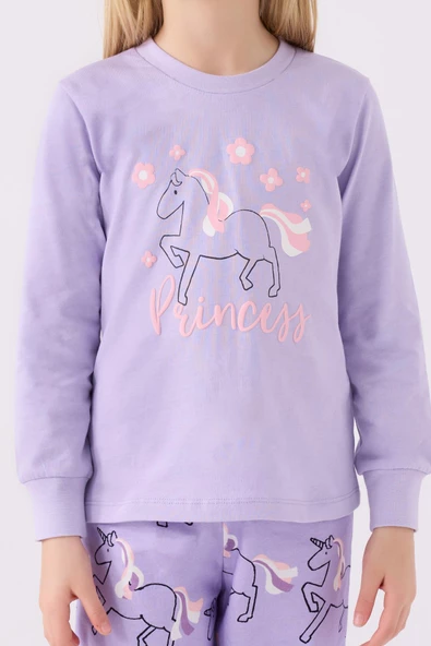Roly Poly 3477 Princess Kız Çocuk Lila Uzun Kol Pijama Takım - 4