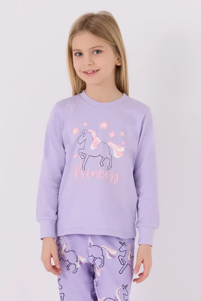 Roly Poly 3477 Princess Kız Çocuk Lila Uzun Kol Pijama Takım - 3