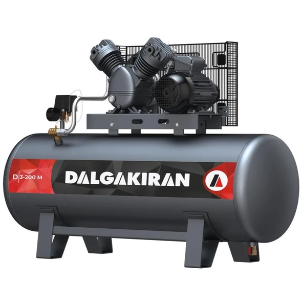 Dalgakıran 200 Lt. Kompresör 220 Volt 2,2Kw/3Hp Tek Kademeli 7 Bar D3-200M