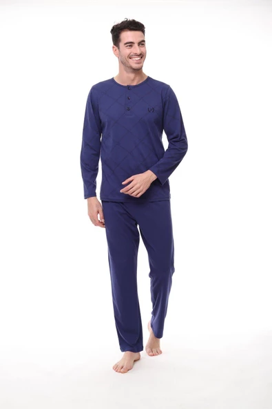 Pijadore 1400 Büyük Beden Erkek Uzun Kollu Pijama Takım - 5