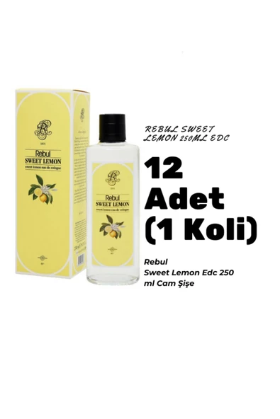 Rebul Sweet Lemon Edc 250ml Cam Şişeli Tatlı Limon Kokulu Kolonya 12 Adet (1 Koli)