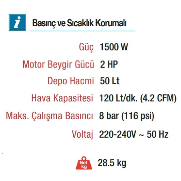 Vido 50 Lt. Sessiz Yağsız Kompresör 220V 2Hp 120L/min 8 Bar WD060215020 - 2