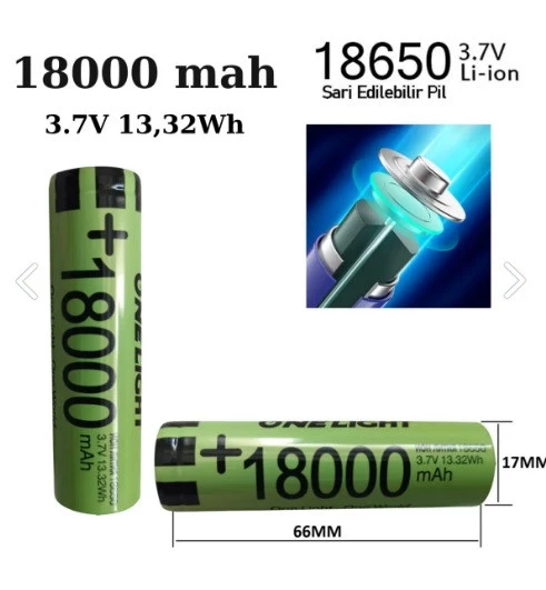 Janva 18650 Pil 18000 Mah 3,7v 13,32 Wh Şarjlı Lion Pil Yeni Üretim Matkap Fener Radyo