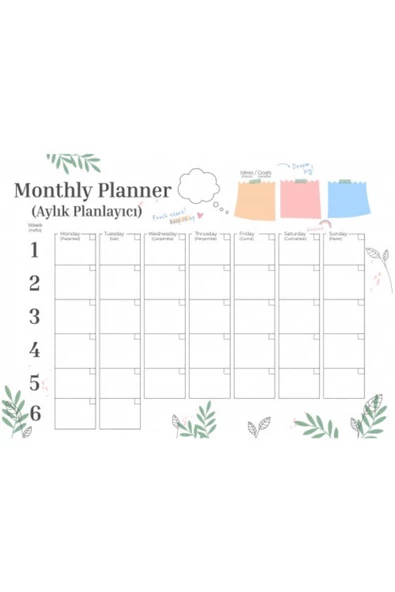 Monthly Planner Statik Elektriklenme ile Kendiliğinden Tutunan Akıllı Kağıt (Kağıt Not Tutucu) - 2