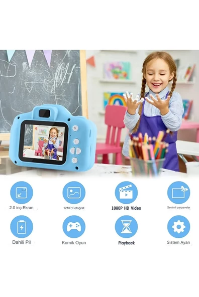 QASUL Akıllı Mini 1080P Dijital Fotoğraf Makinesi Hafıza Kartı Girişi/müzik/video/oyun Destekli - 2