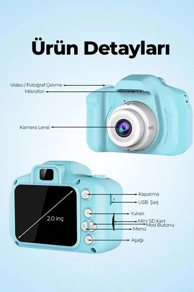 QASUL Akıllı Mini 1080P Dijital Fotoğraf Makinesi Hafıza Kartı Girişi/müzik/video/oyun Destekli - 5