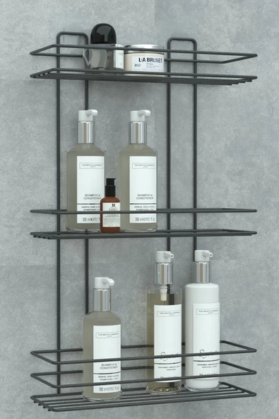 Yapışkanlı 3 katlı Banyo Rafı Duş Şampuanlık Duvar Düzenleyici Organizer - 4